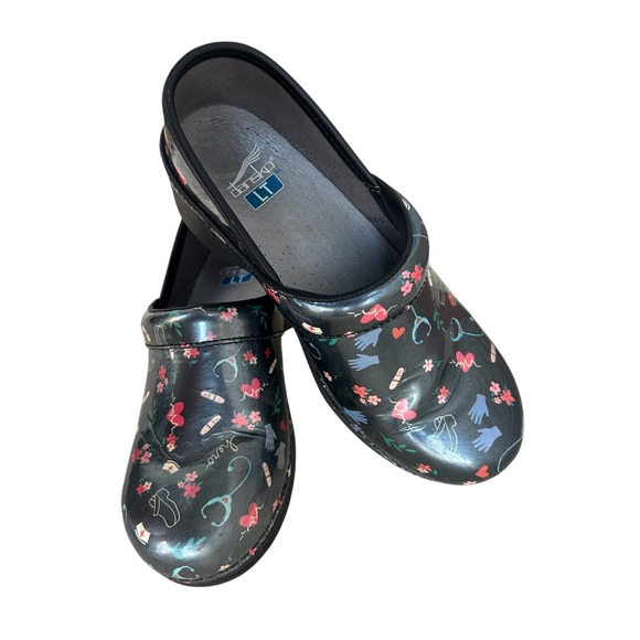 Dansko LT Pro Hero Clogs Womens Size 37 (6.5-7) Black Patent Medical Design - Picture 1 of 11